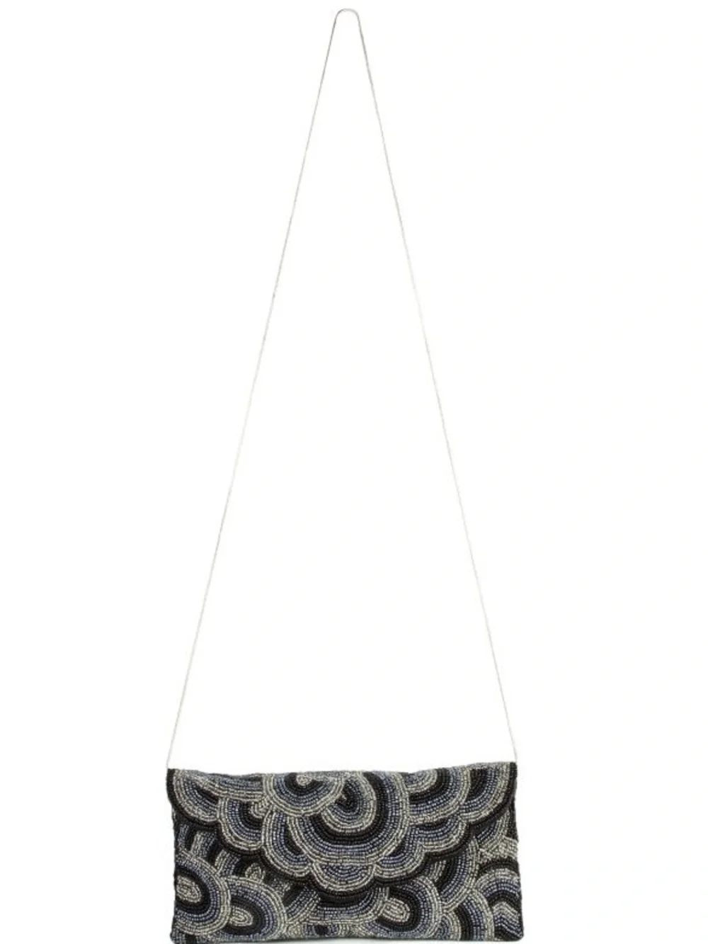 Beaded Black and Silver Evening Clutch